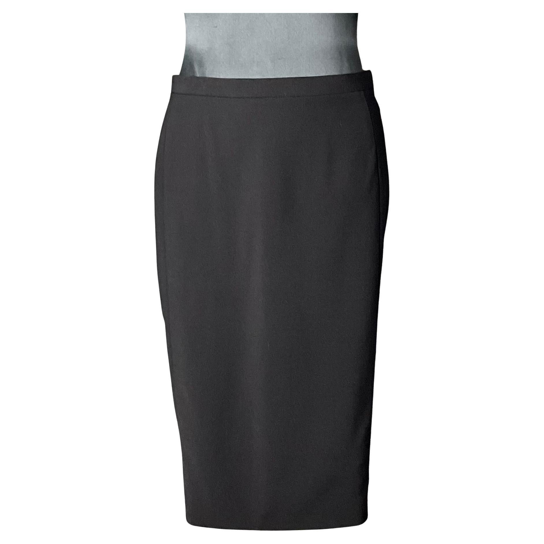 Vintage Narciso Rodriguez Black Wool Skirt For Sale