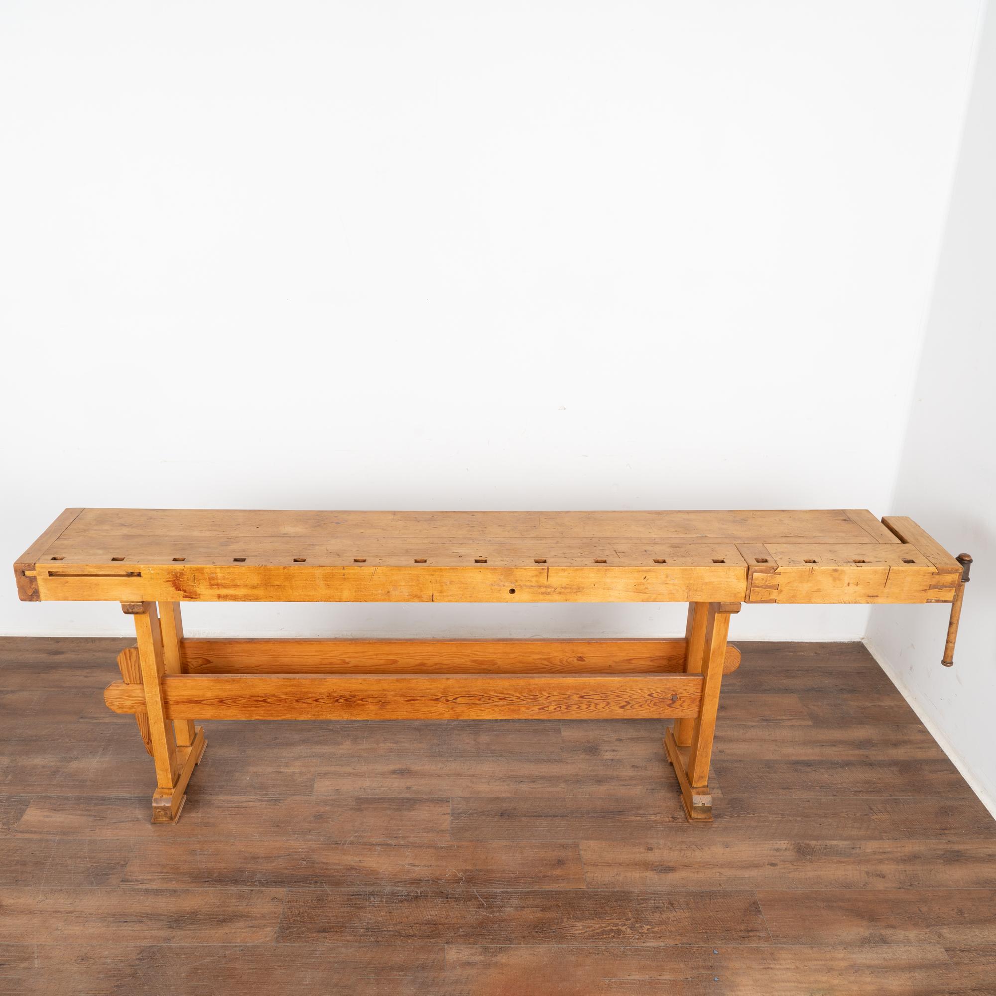 Country Vintage Narrow Carpenters Workbench Console Table, Denmark circa 1920-40 For Sale