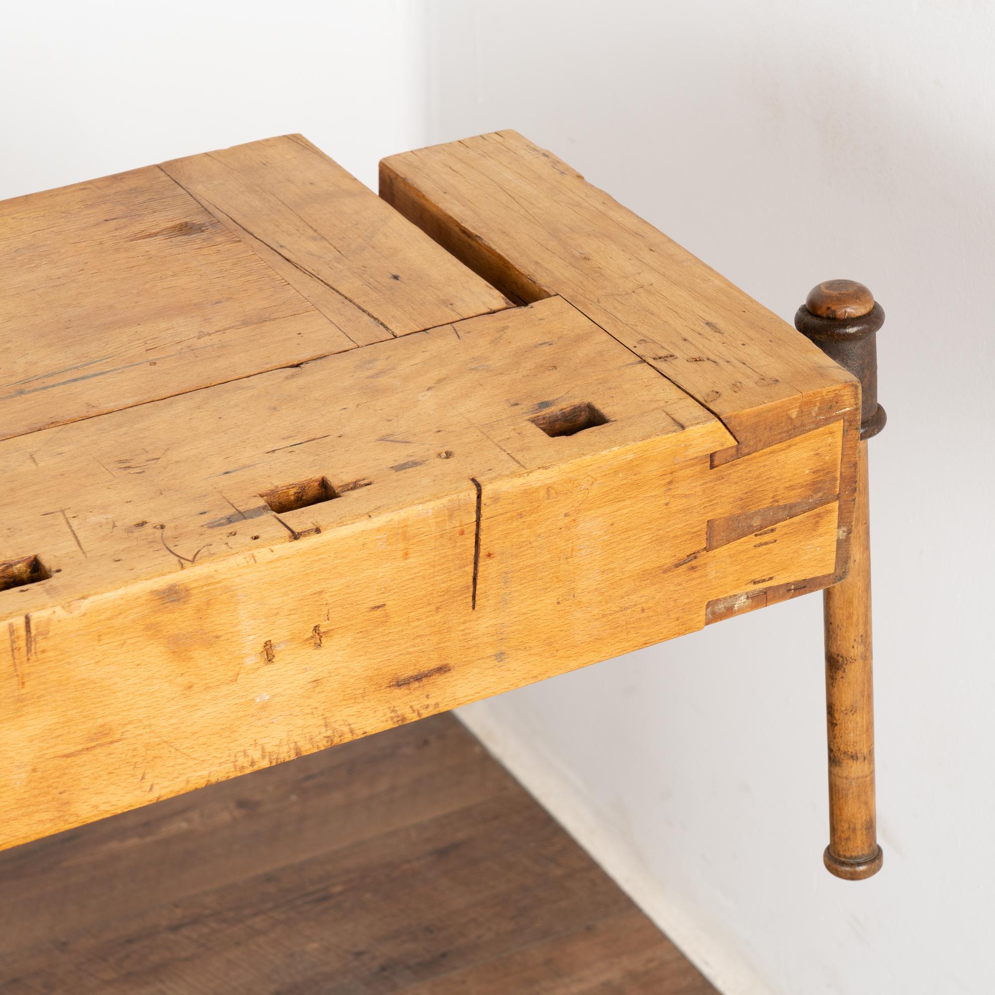 Vintage Narrow Carpenters Workbench Console Table, Denmark circa 1920-40 For Sale 2