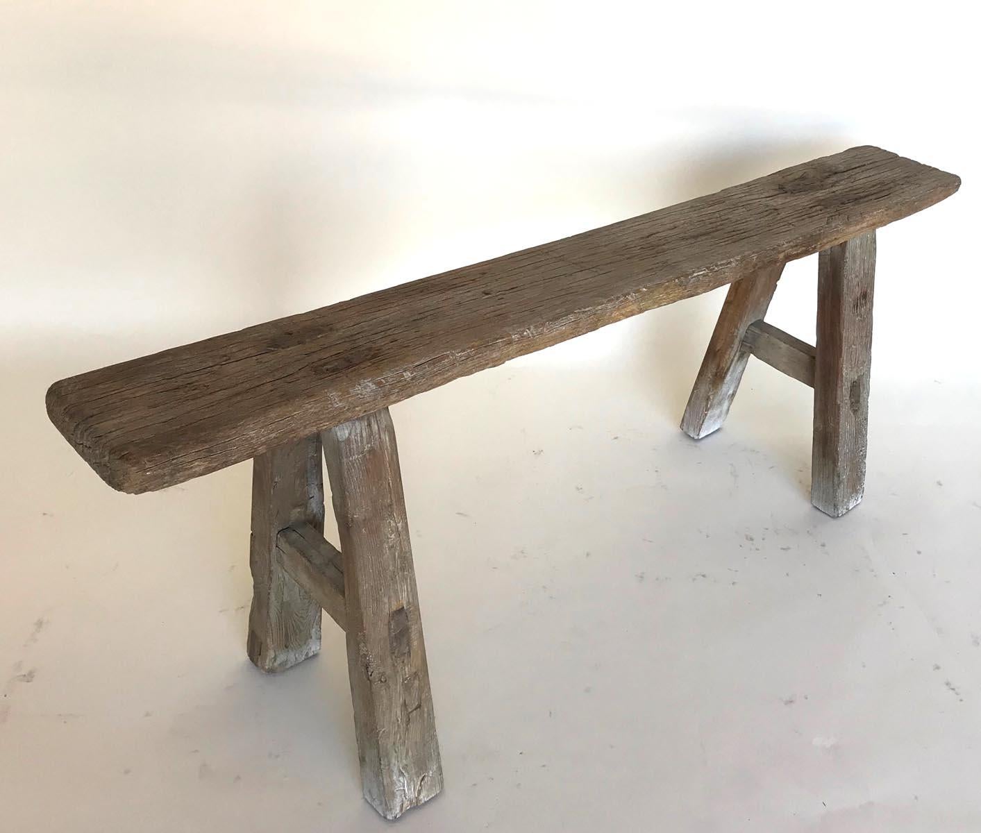 narrow rustic bench