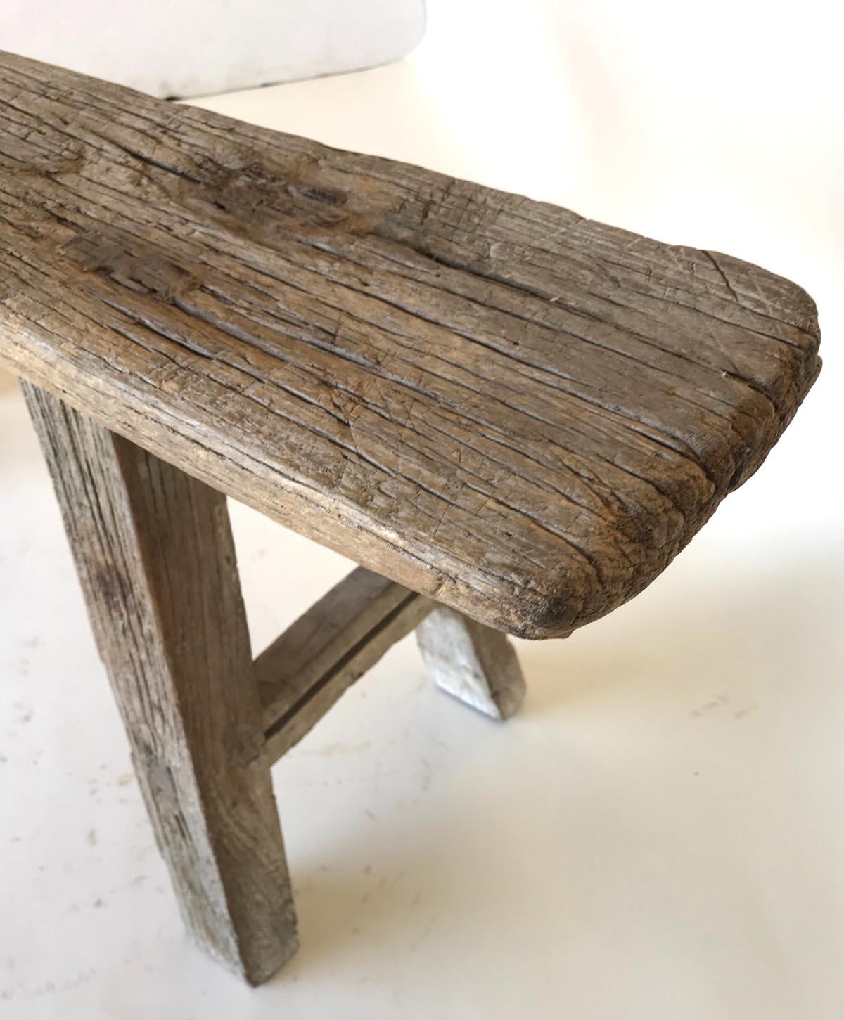 20th Century Vintage Narrow Elm Bench