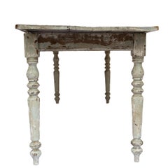 Vintage Narrow French Farm Table with Aged Patina