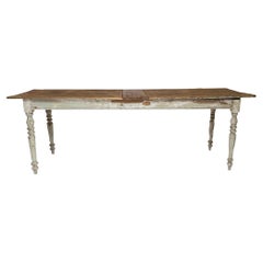 Vintage Narrow French Farm Table with Aged Patina