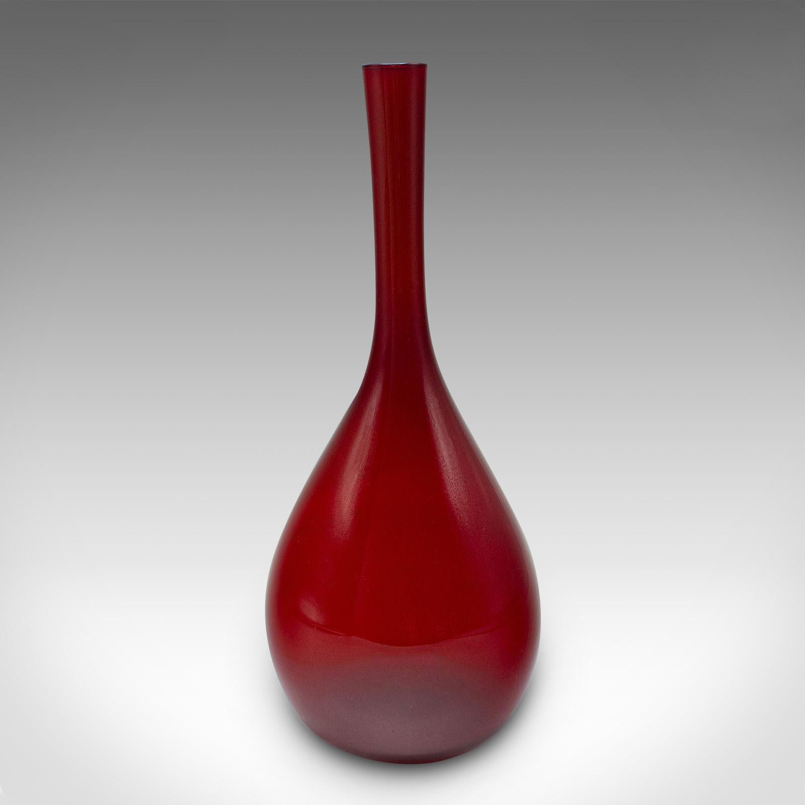 20th Century Vintage Narrow Stem Vase, Scandinavian, Decorative Glass, Posy Sleeve, C.1960 For Sale