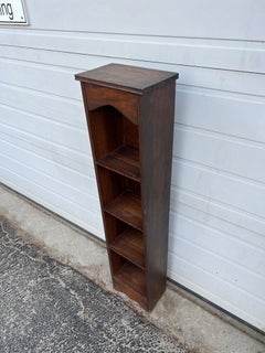 Vintage Narrow Wooden Bookcase with Dark Finish