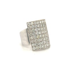 Vintage Natan Elongated Diamond Cocktail Ring 18k White Gold 3.21 Ct.