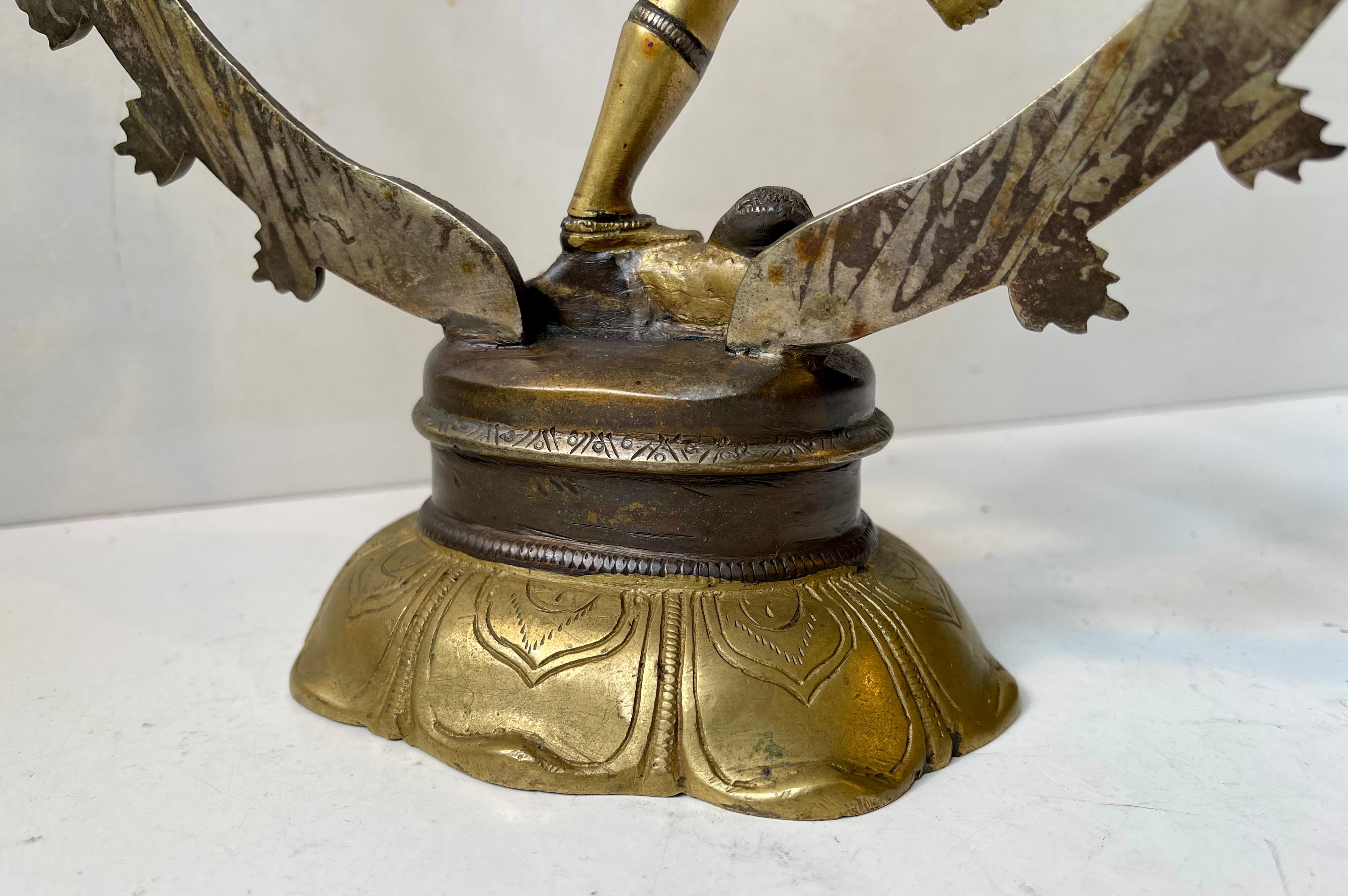Placcato argento Scultura Nataraj Dancing Shiva in bronzo, vintage, anni '70 in vendita