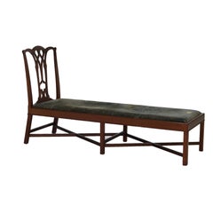 Banc long vintage Nathan Margolis Chippendale en acajou à dos ruban C1950