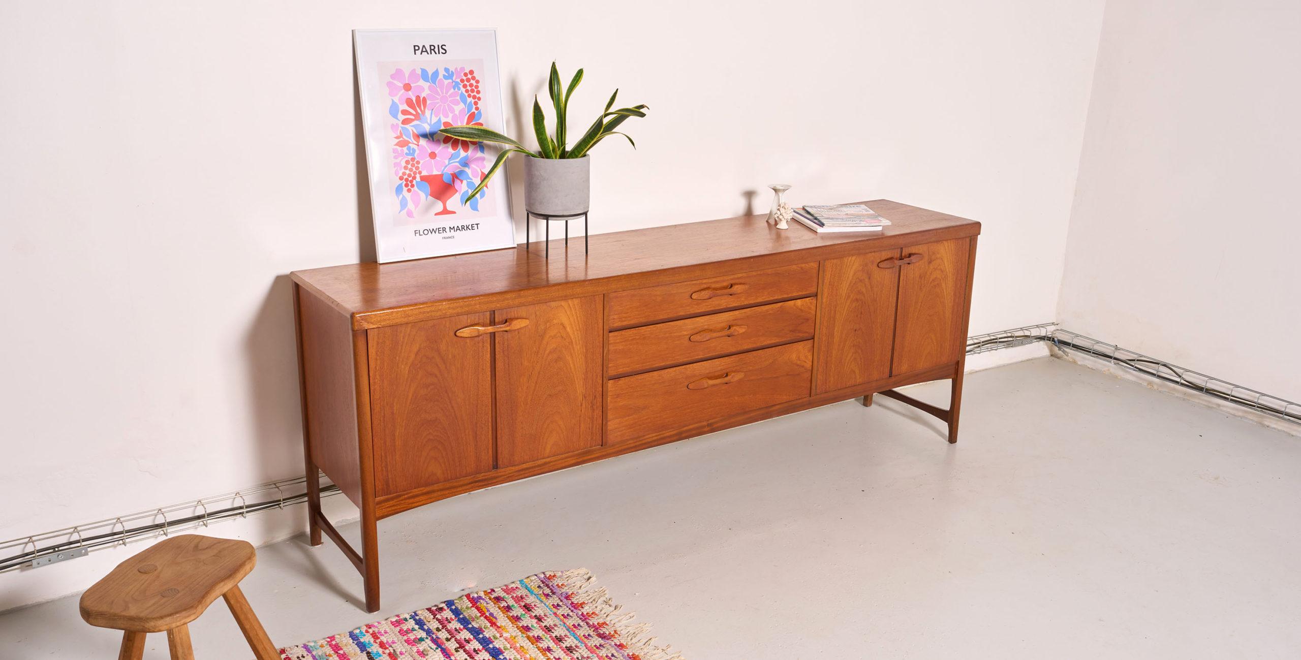 English Vintage Nathan sideboard, L213cm