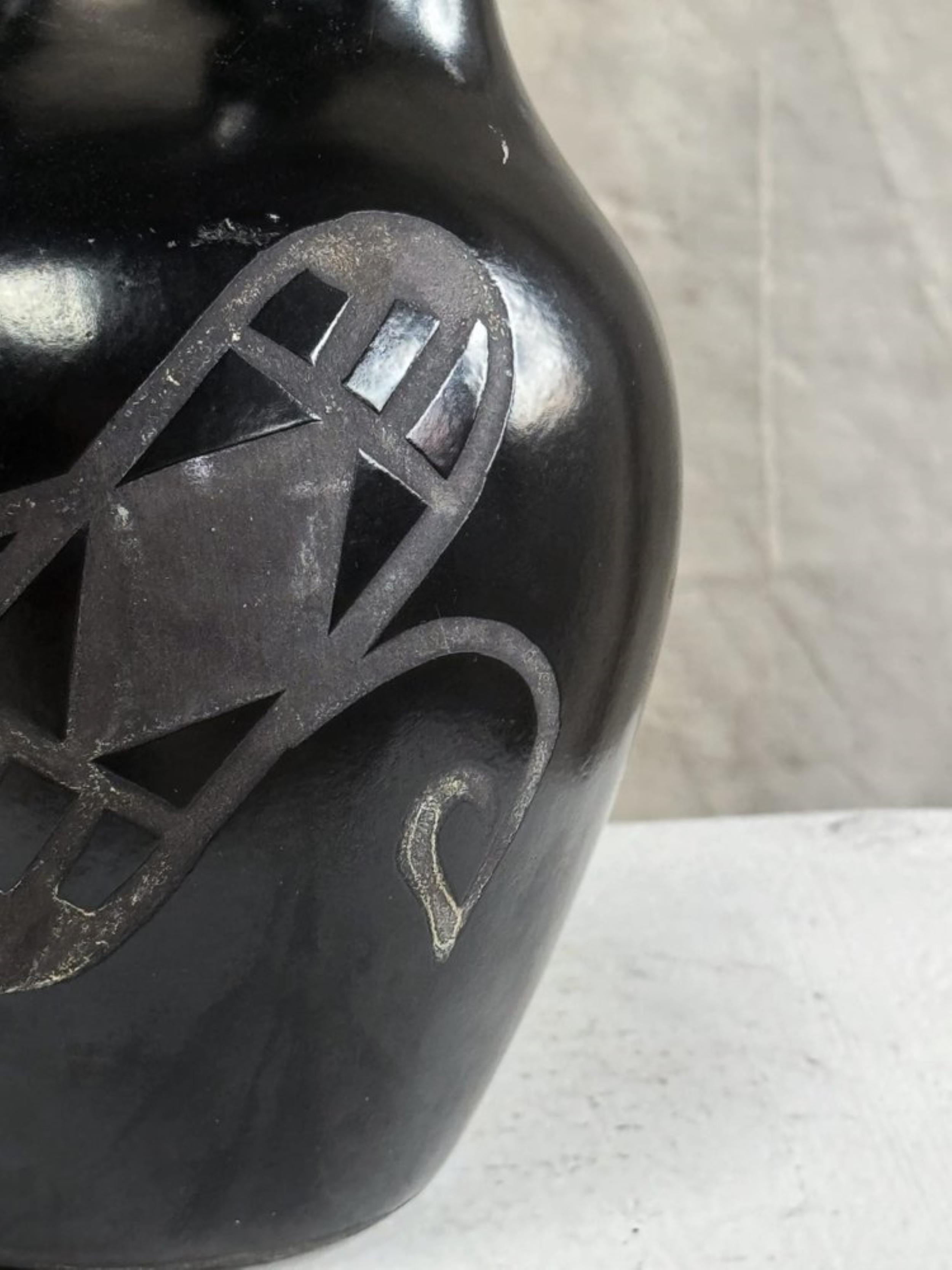 Vintage Native American Schwarz geätzt Hochzeit Vase (Handgefertigt)