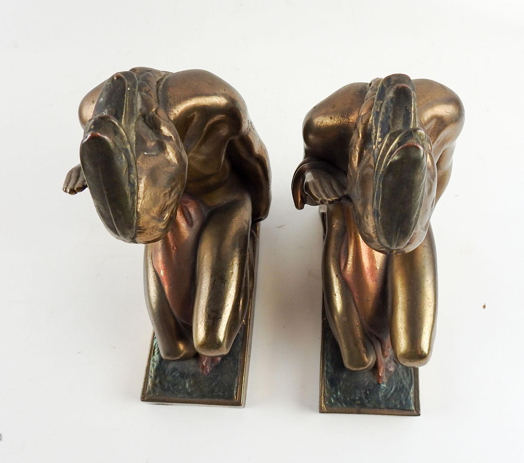 Metal Vintage Native American Bronze Plated Pompeian Bookends