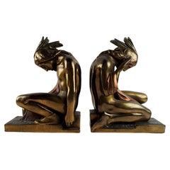 Vintage Native American Bronze Plated Pompeian Bookends
