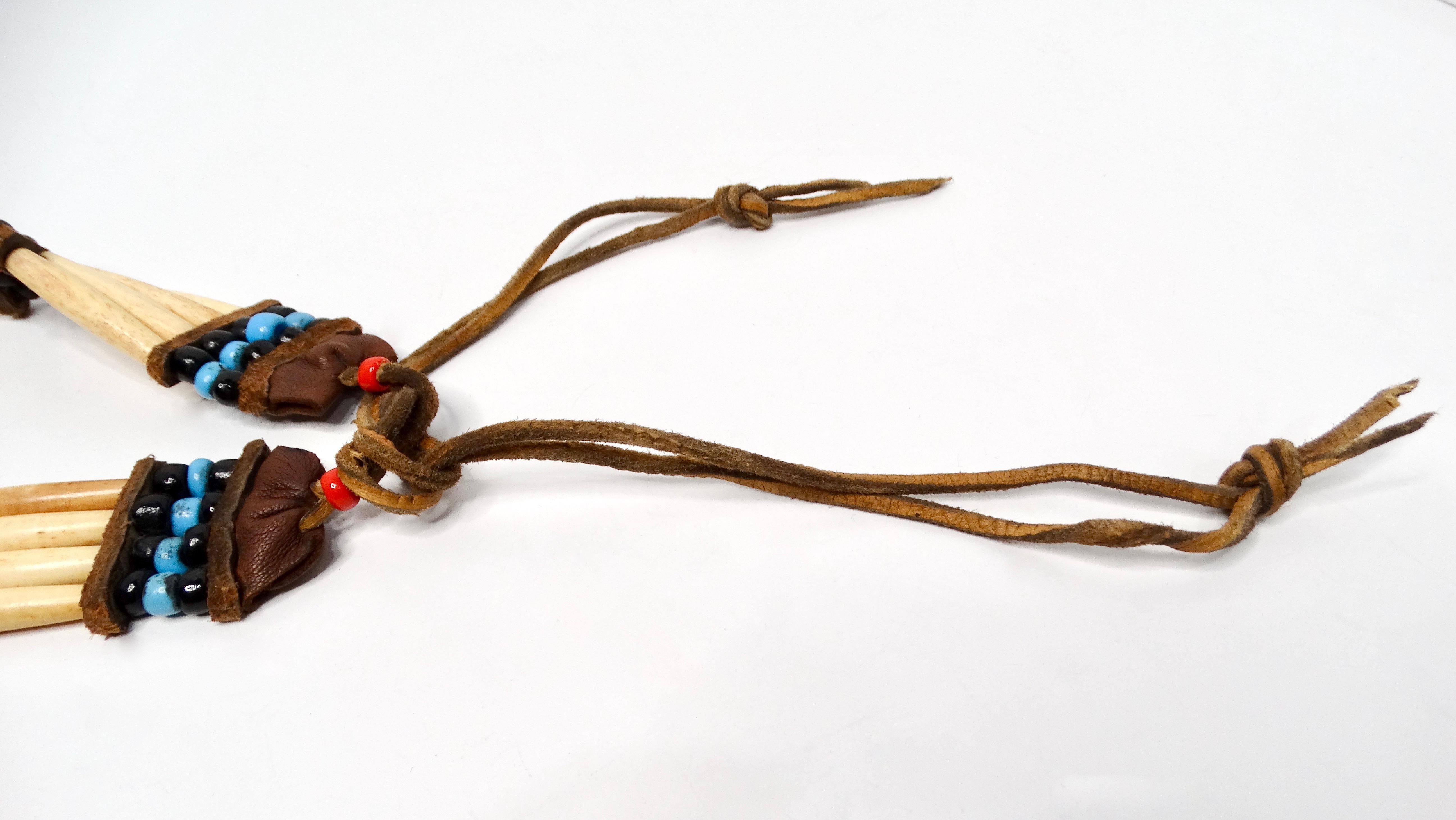 Collana vintage in osso di bufalo dei nativi americani con perline a forma di fila in vendita 1