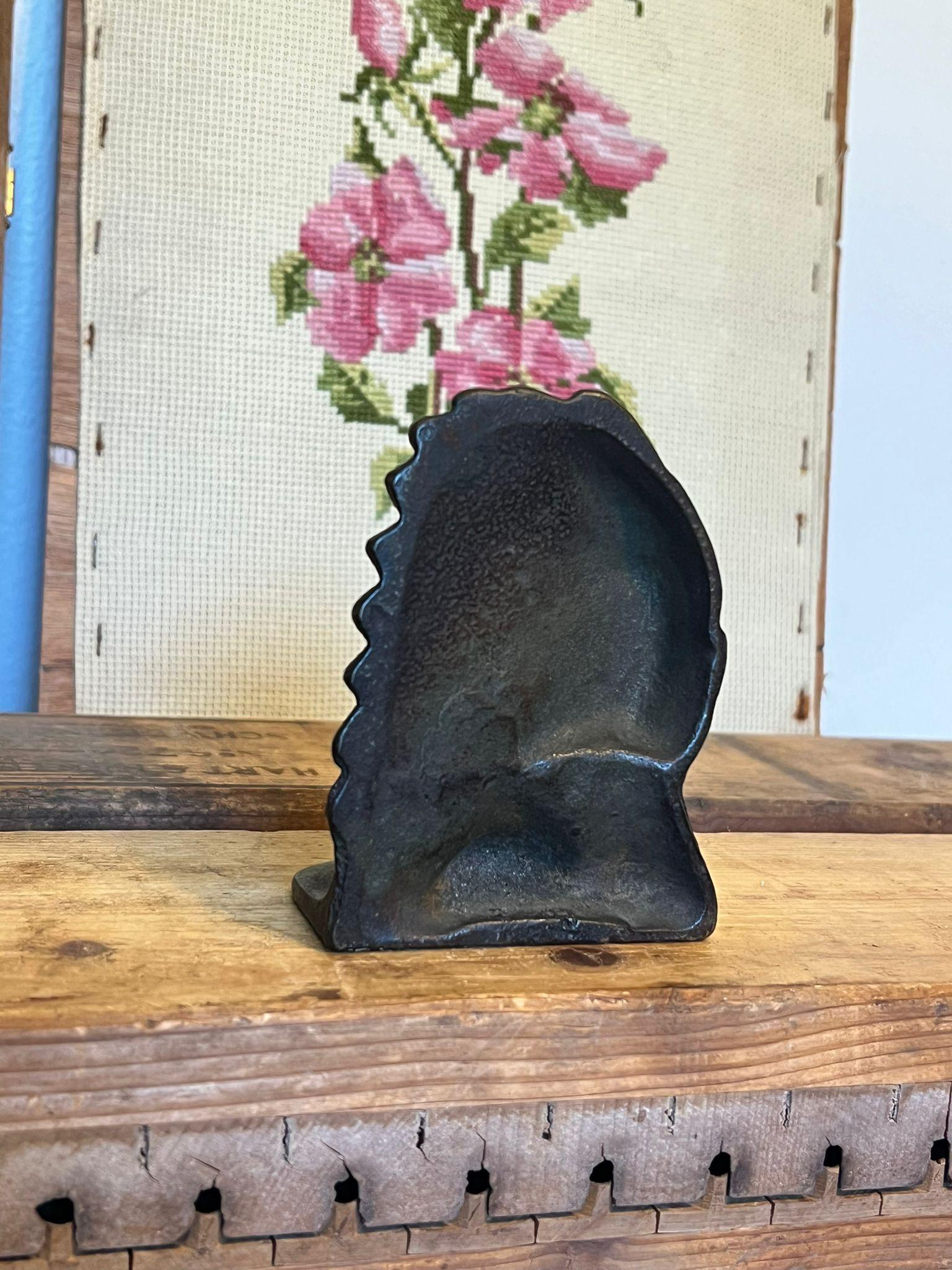 Late 20th Century Vintage Native American Bust with Headdress single Bookend For Sale