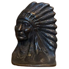 Vintage Native American Bust with Headdress single Bookend