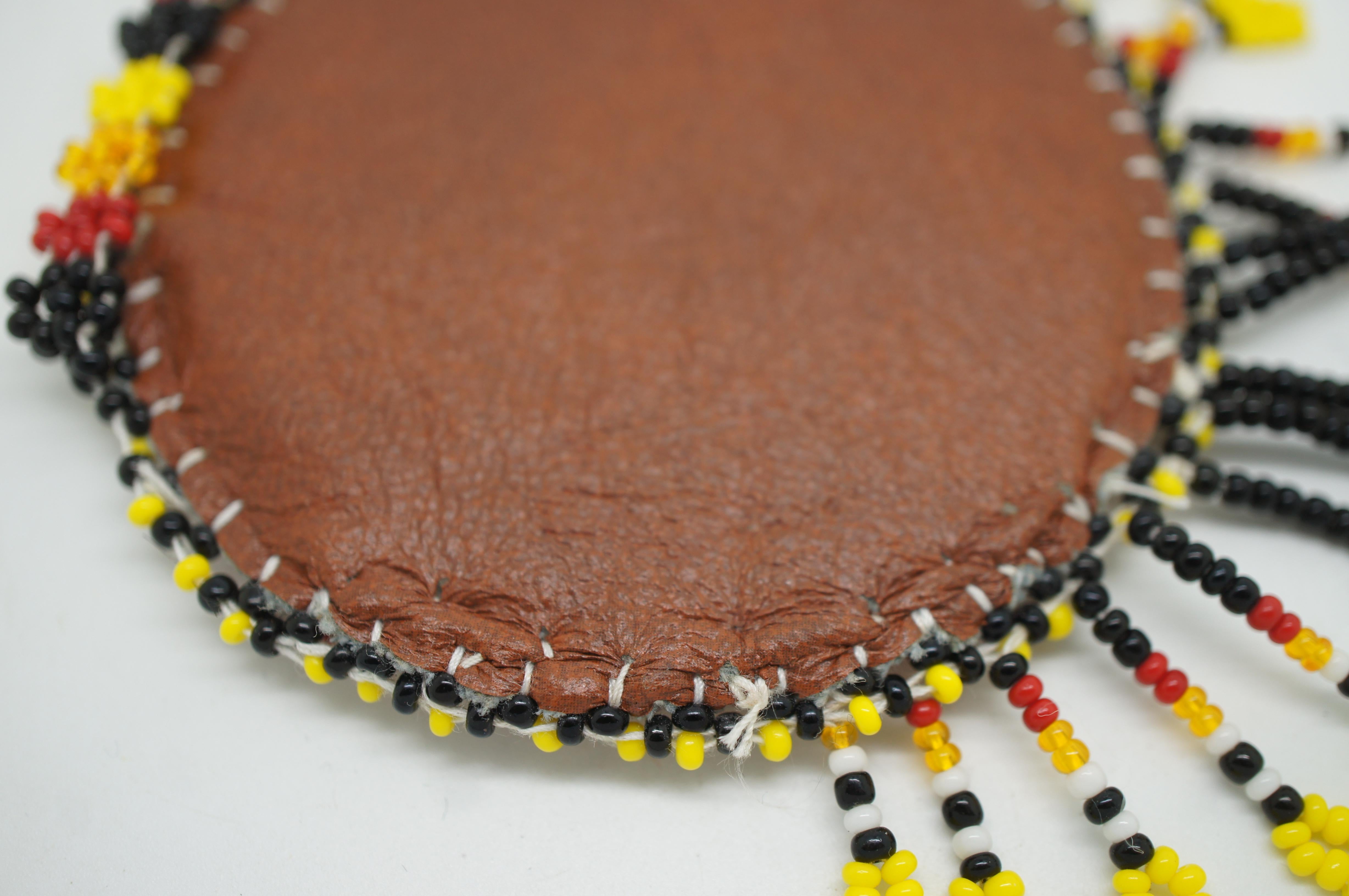 Beads Vintage Native American Cherokee Beaded Medallion Sun Necklace & Earrings