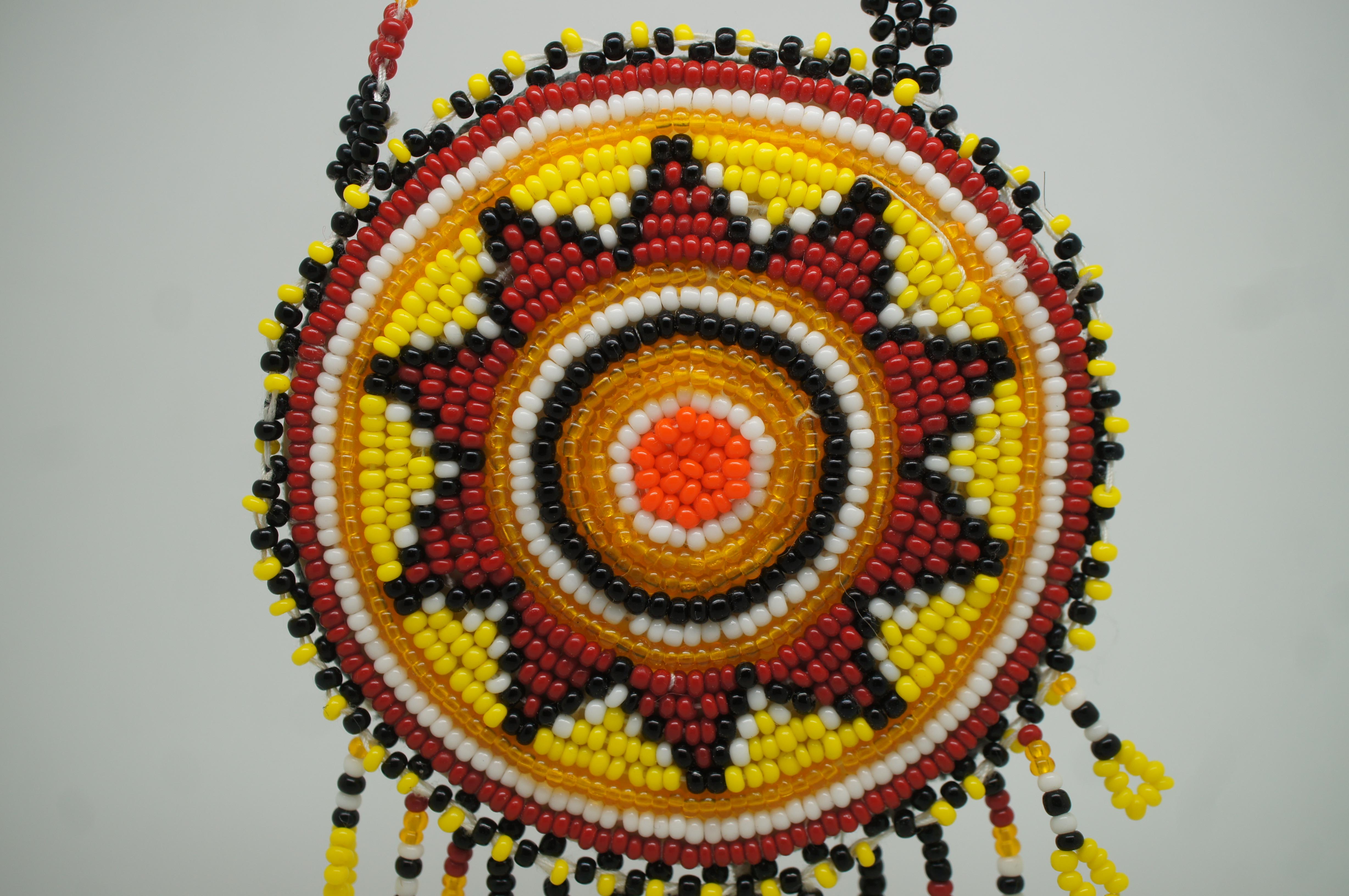 Vintage Native American Cherokee Beaded Medallion Sun Necklace & Earrings 1