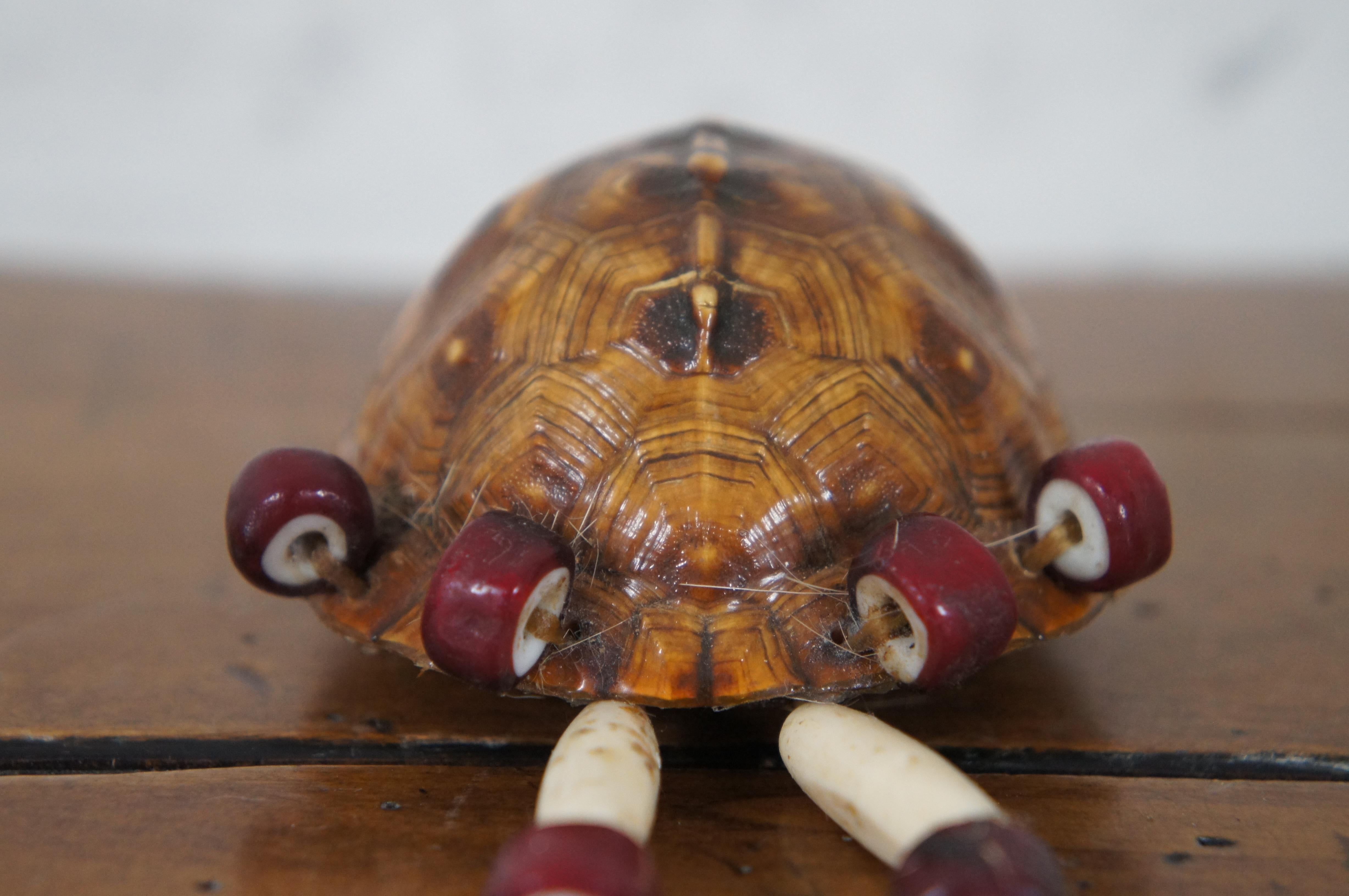 Vintage Native American Dance Regalia Beaded Turtle Shell Rattle Topper 6