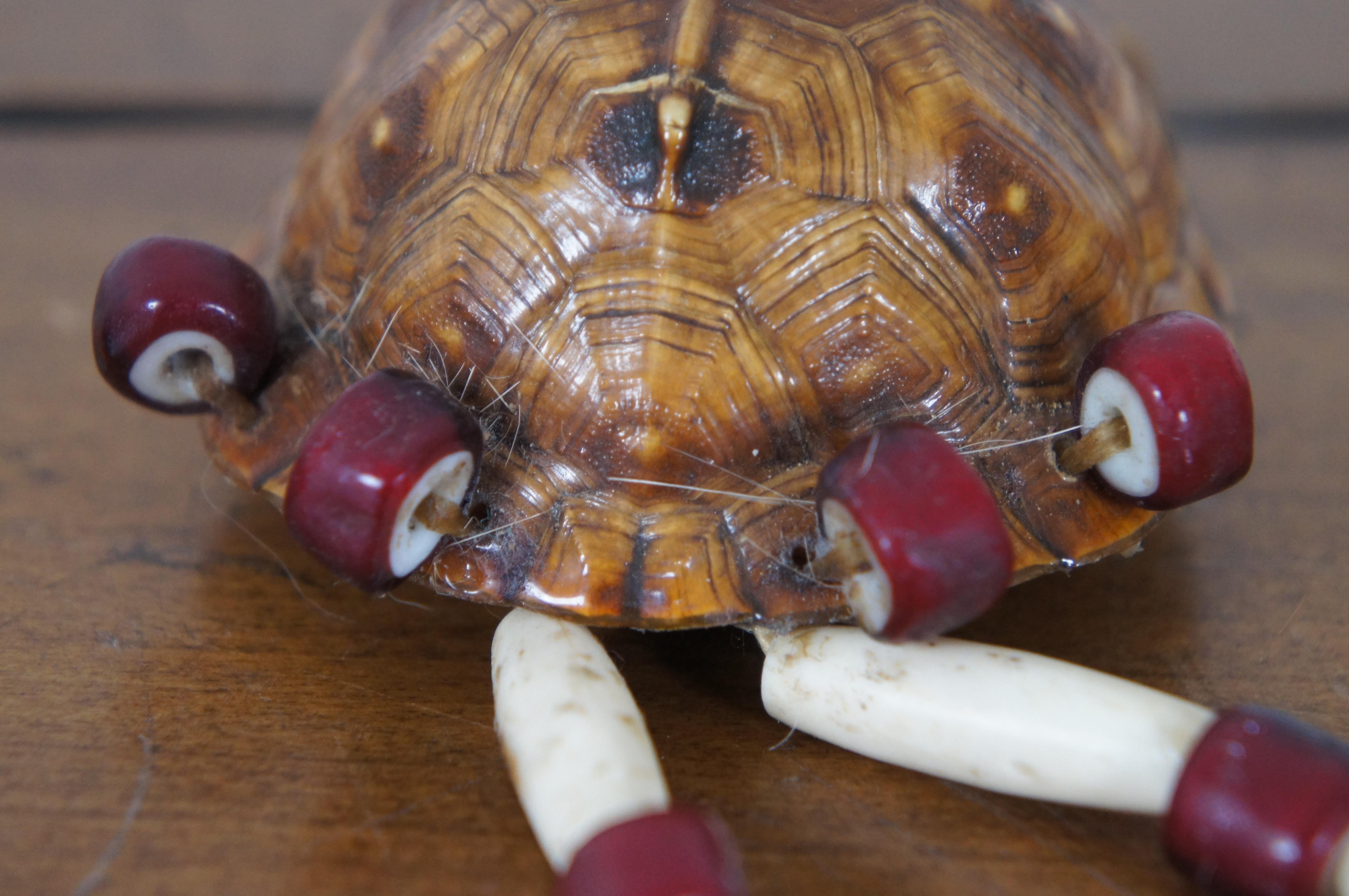 Vintage Native American Dance Regalia Beaded Turtle Shell Rattle Topper 6