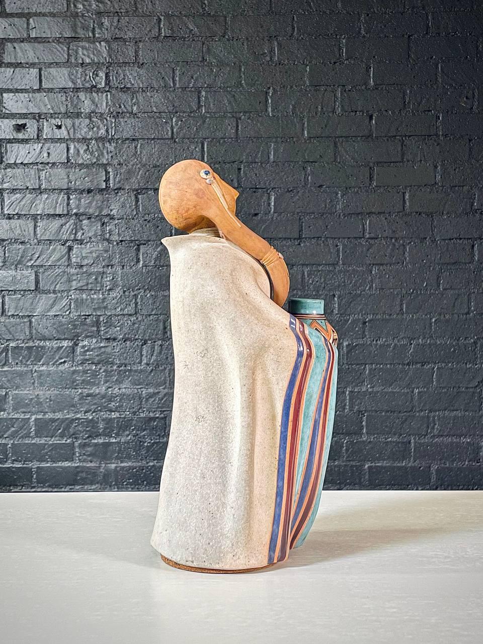 Americano Scultura in ceramica vintage di Terry Slonaker 