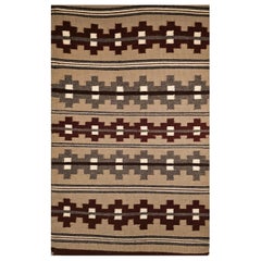 Vintage Navajo Rug, Handwoven Wool, Geometric Design, 1950s
