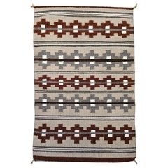 Vintage Native American Indian Navajo Rug with Geometric Bands in Earth Tones