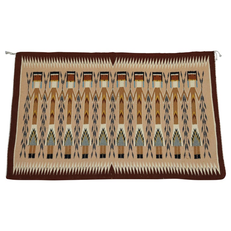Vintage Native American Indian Yei Rug with Ten Figures, 1930 at 1stDibs