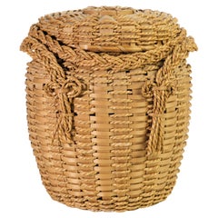 Panier à couture amérindien vintage avec couvercle et poignées, régimeno Adirondack