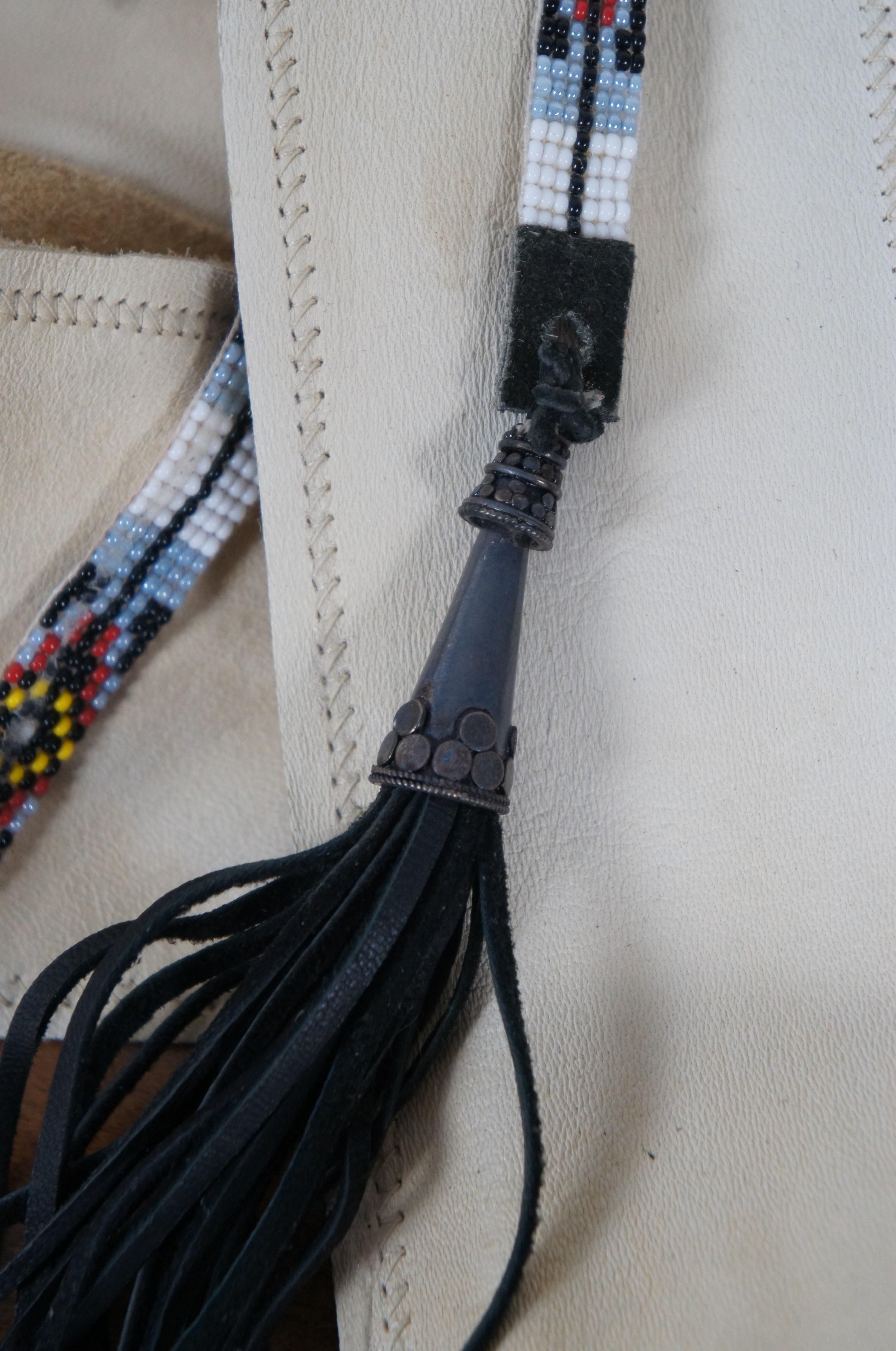 Vintage Native American Leather Hide Shoulder Bag Satchel Crossbody Purse 6