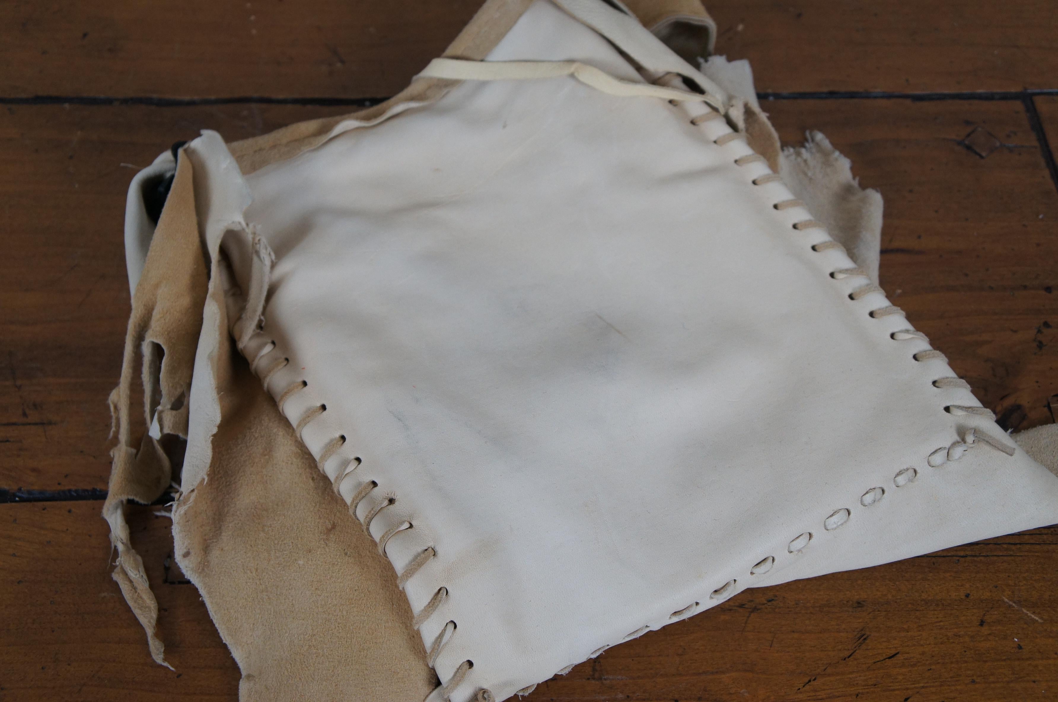 Vintage Native American Leather Hide Shoulder Bag Satchel Crossbody Purse For Sale 7