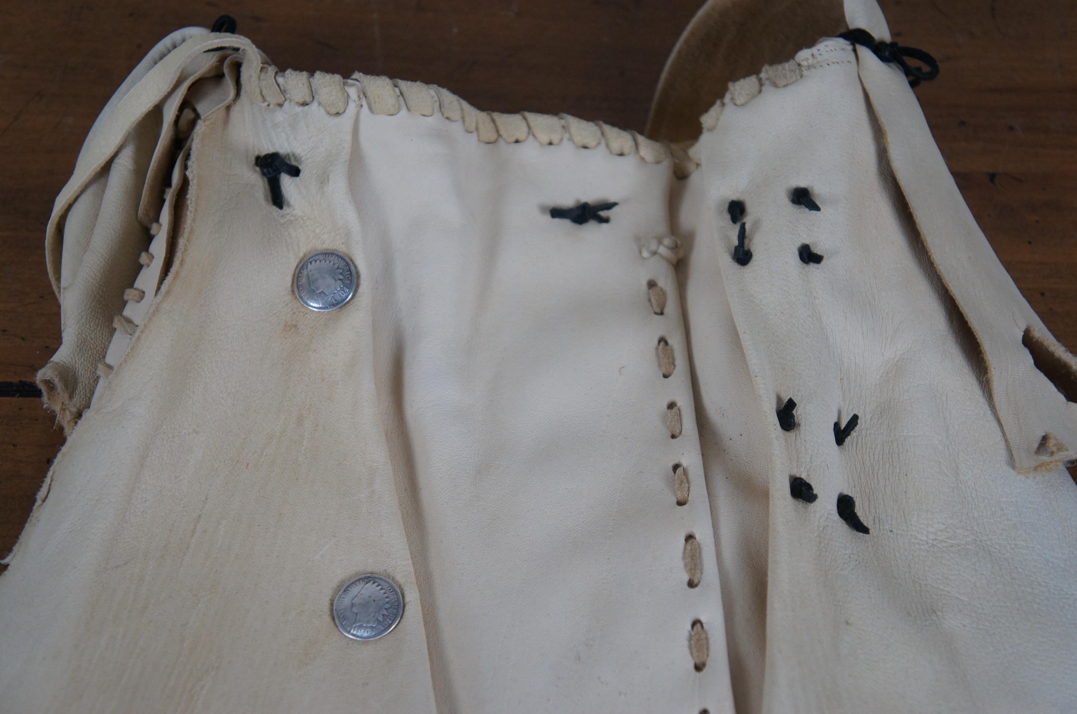 Vintage Native American Leather Hide Shoulder Bag Satchel Crossbody Purse For Sale 2
