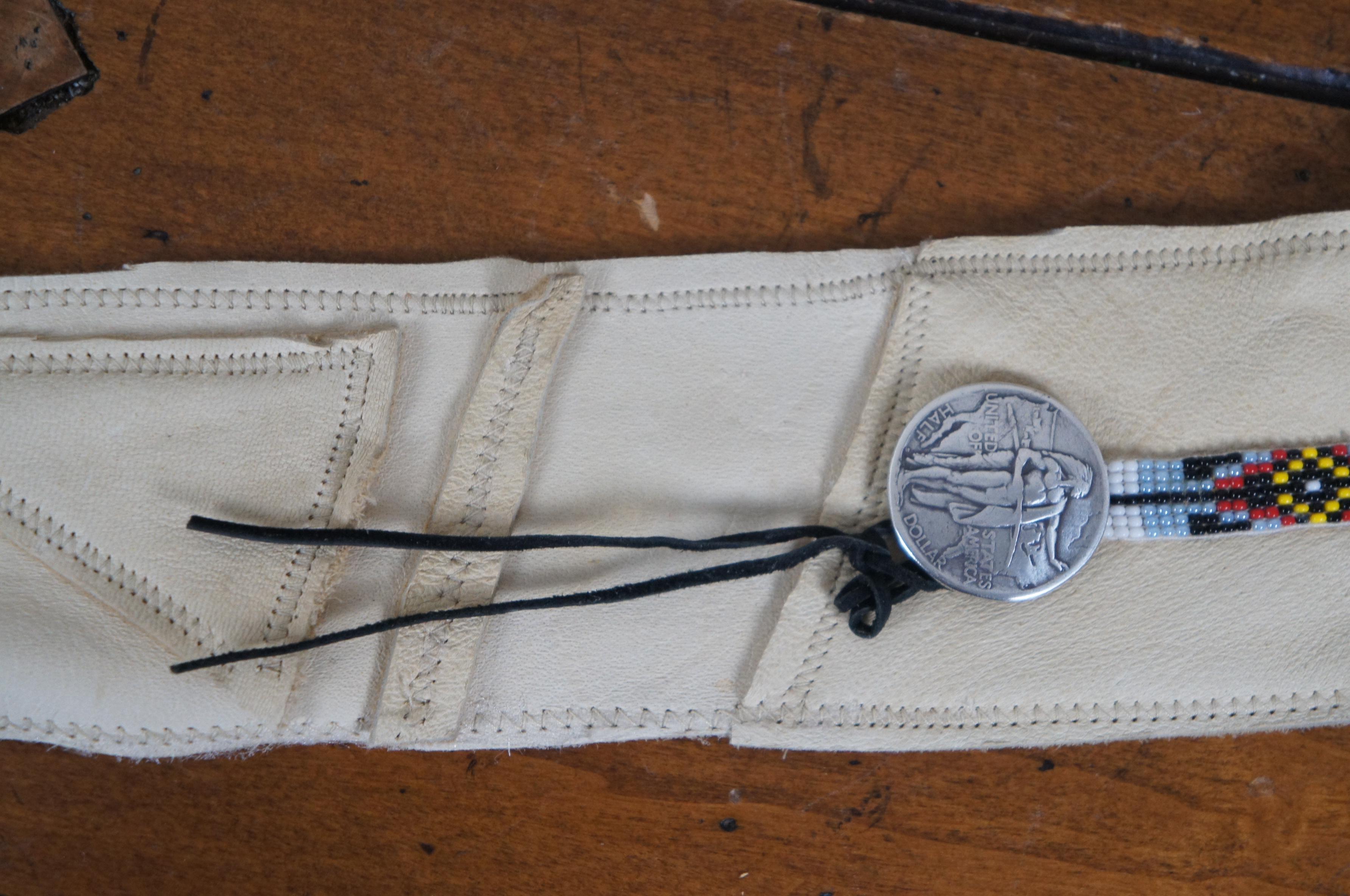 Vintage Native American Leather Hide Shoulder Bag Satchel Crossbody Purse For Sale 4