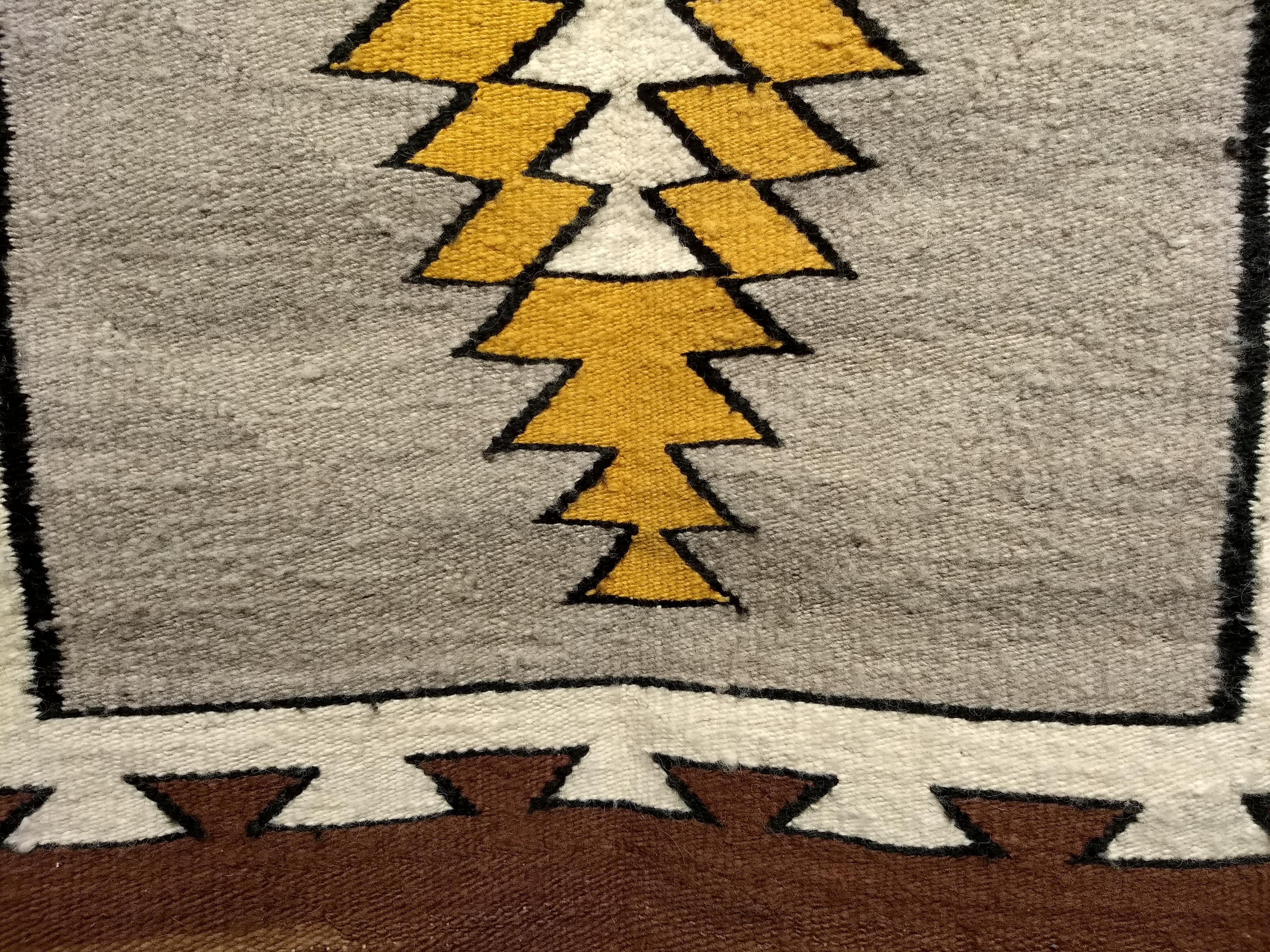 Vintage Native American Navajo Area Rug in a Striking Elongated Medallion Design For Sale 1