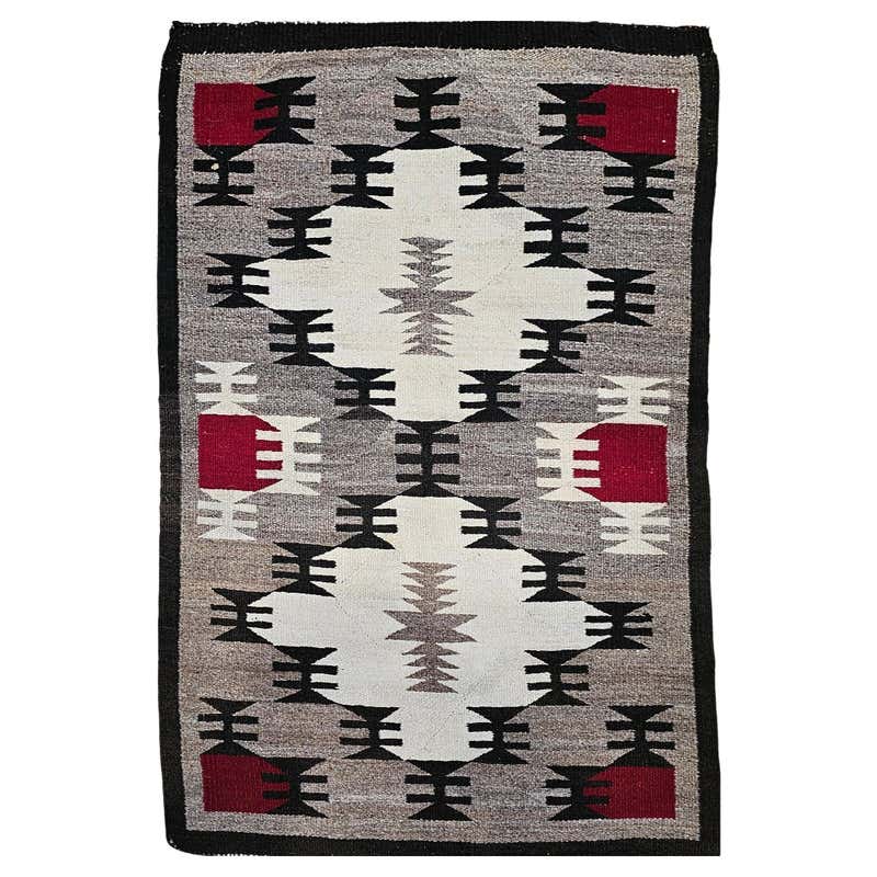 Vintage Native American Navajo Yei Pictorial Rug in Brown, Ivory, Gray ...