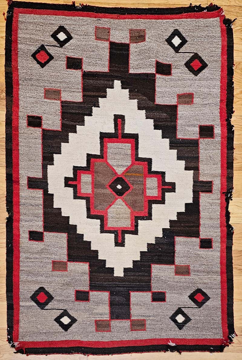 Yei Rug Red Vintage Native American Navajo Yei Pictorial Rug For Sale at 1stDibs