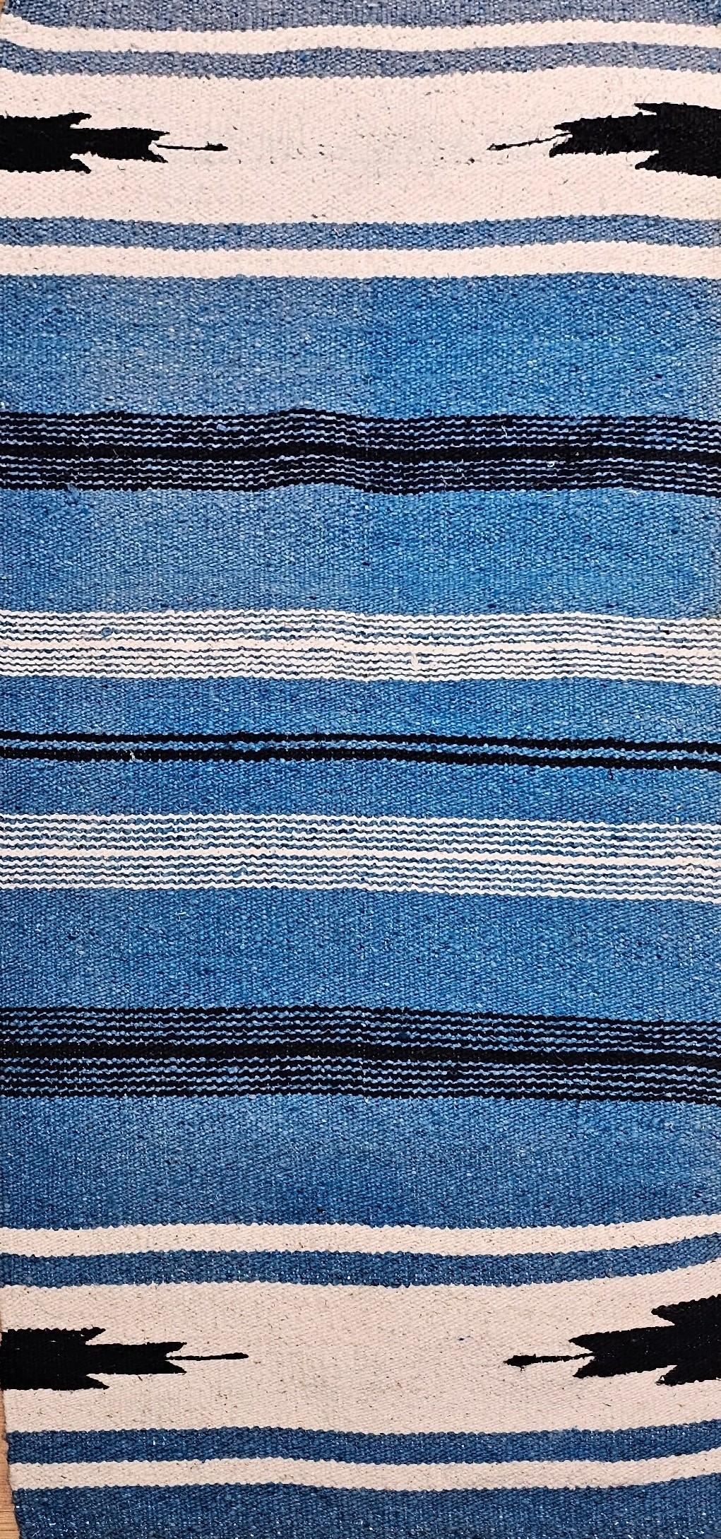 Alfombra vintage navajo azul pavo real Estadounidense en venta