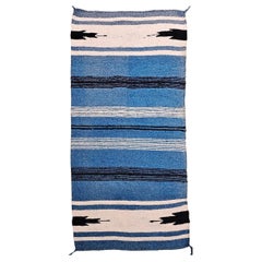Vintage Native American Navajo Area Rug in Peacock Blue