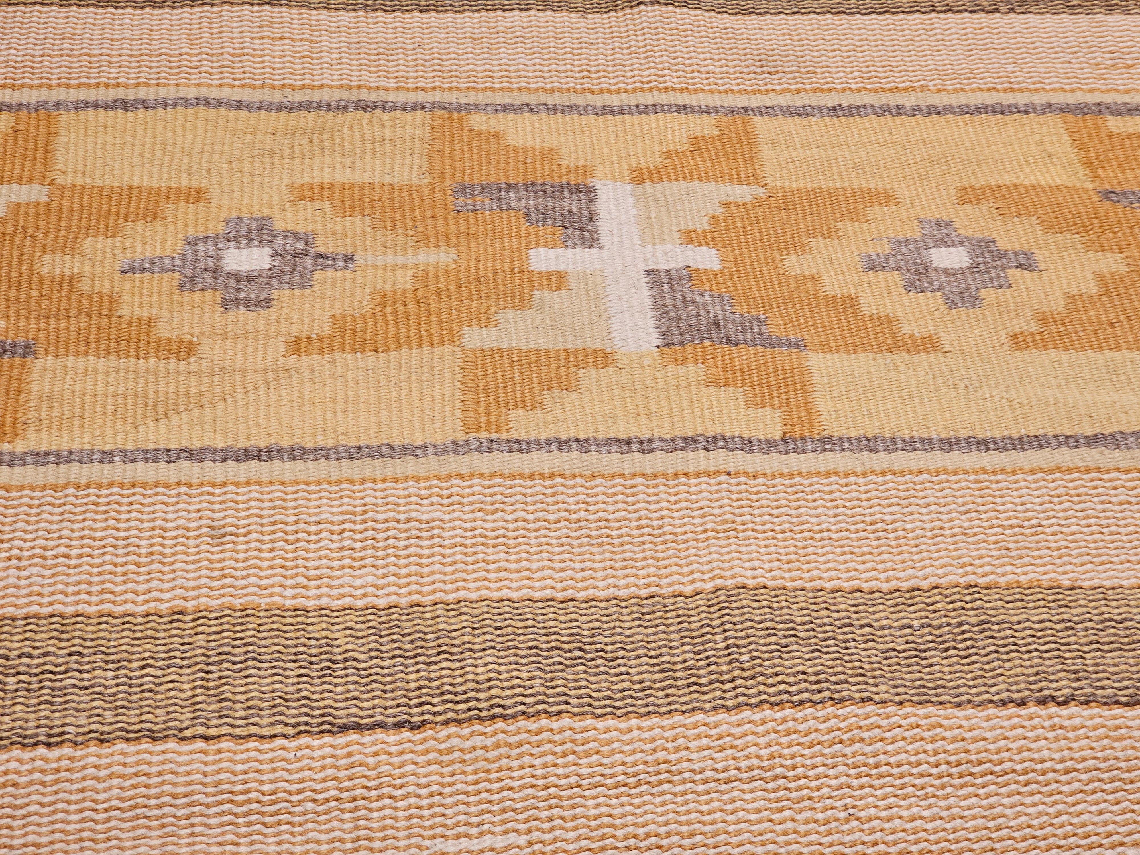 Wool Vintage Native American Navajo Chinle Area Rug in Gold, Yellow, Ivory, Gray For Sale