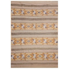 Vintage Native American Navajo Chinle Rug, Handwoven Wool, Banded Stripe Design