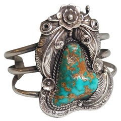 Vintage Native American Navajo Cuff bracelet Silver Turquoise Old Pawn jewellery