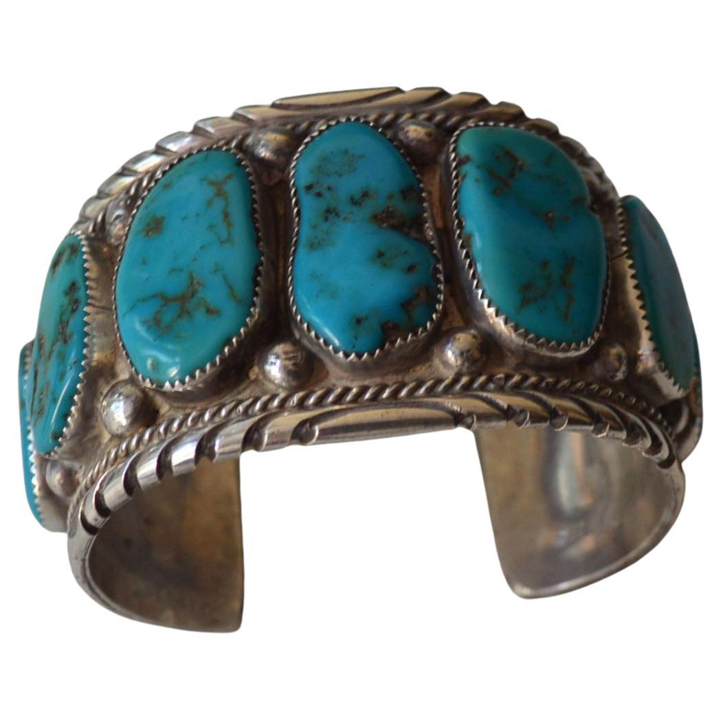 Vintage Native American Navajo Cuff bracelet Turquoise silver