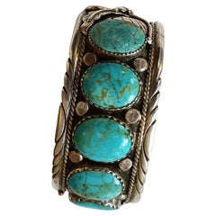 Vintage Native American Navajo Cuff bracelet Turquoise silver