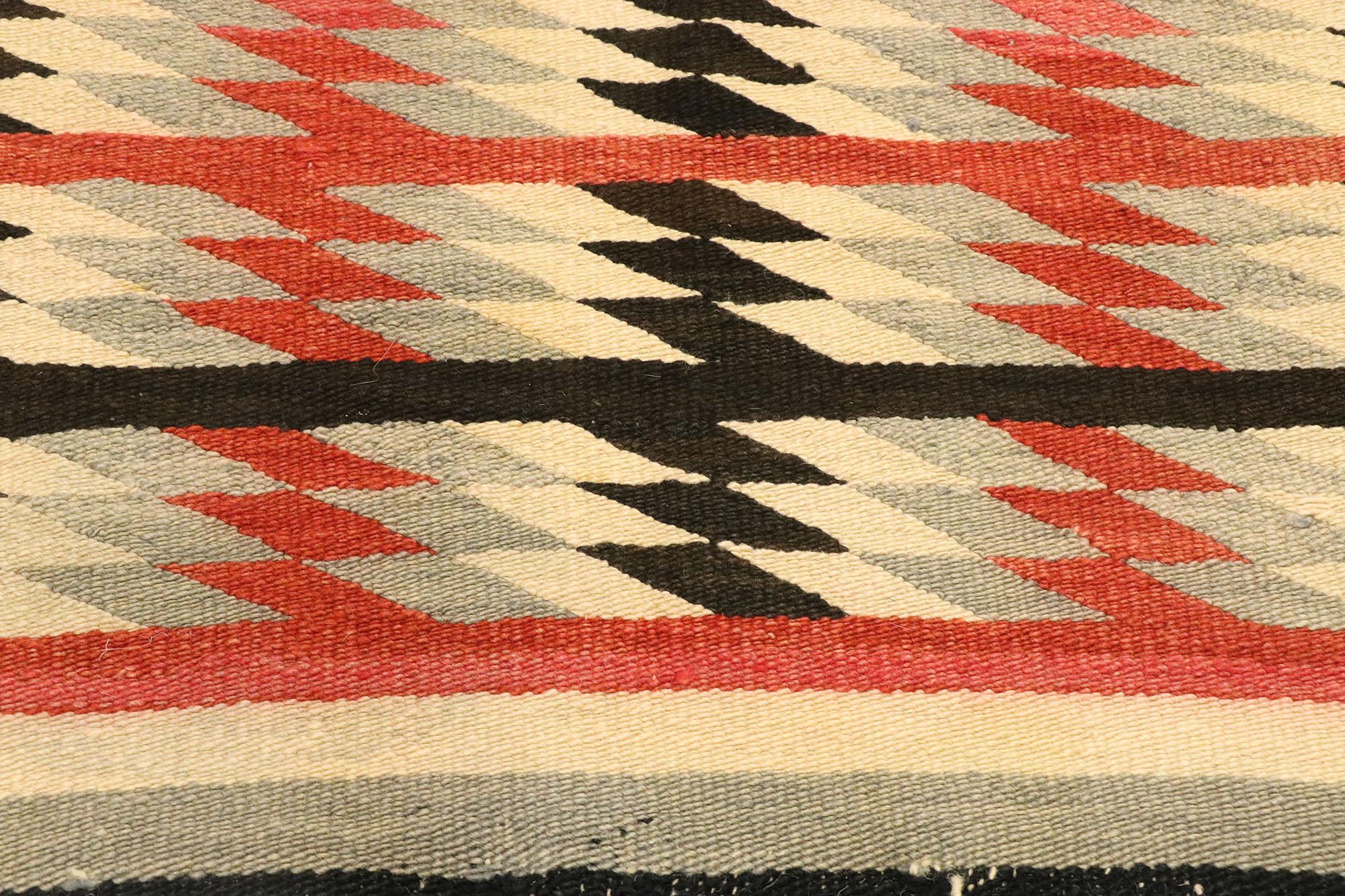 Hand-Woven Vintage Native American Navajo Kilim Rug with Two Grey Hills Style