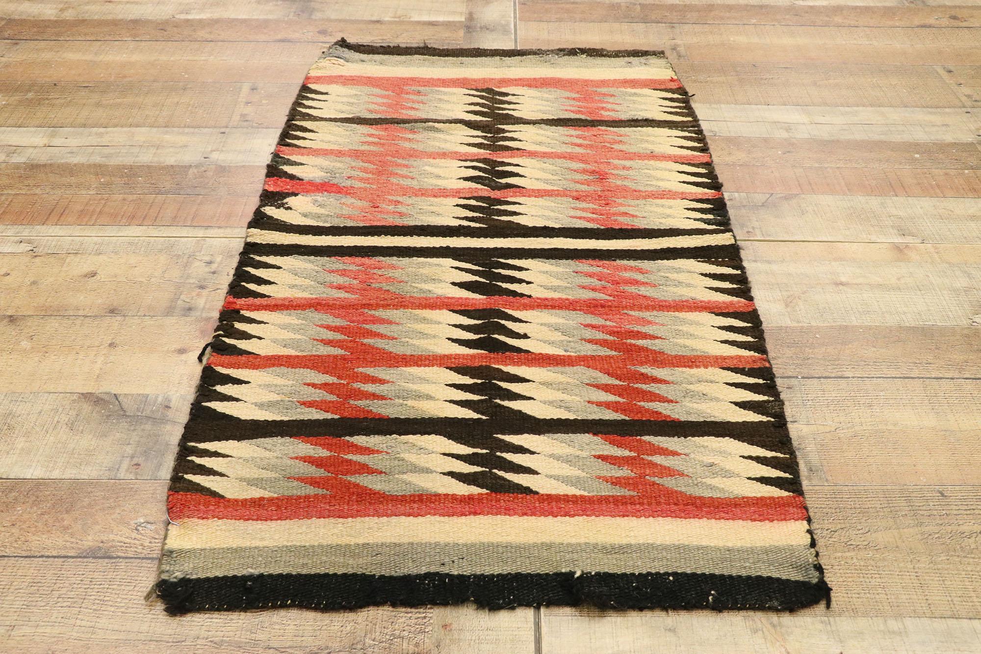 20th Century Vintage Native American Navajo Kilim Rug with Two Grey Hills Style