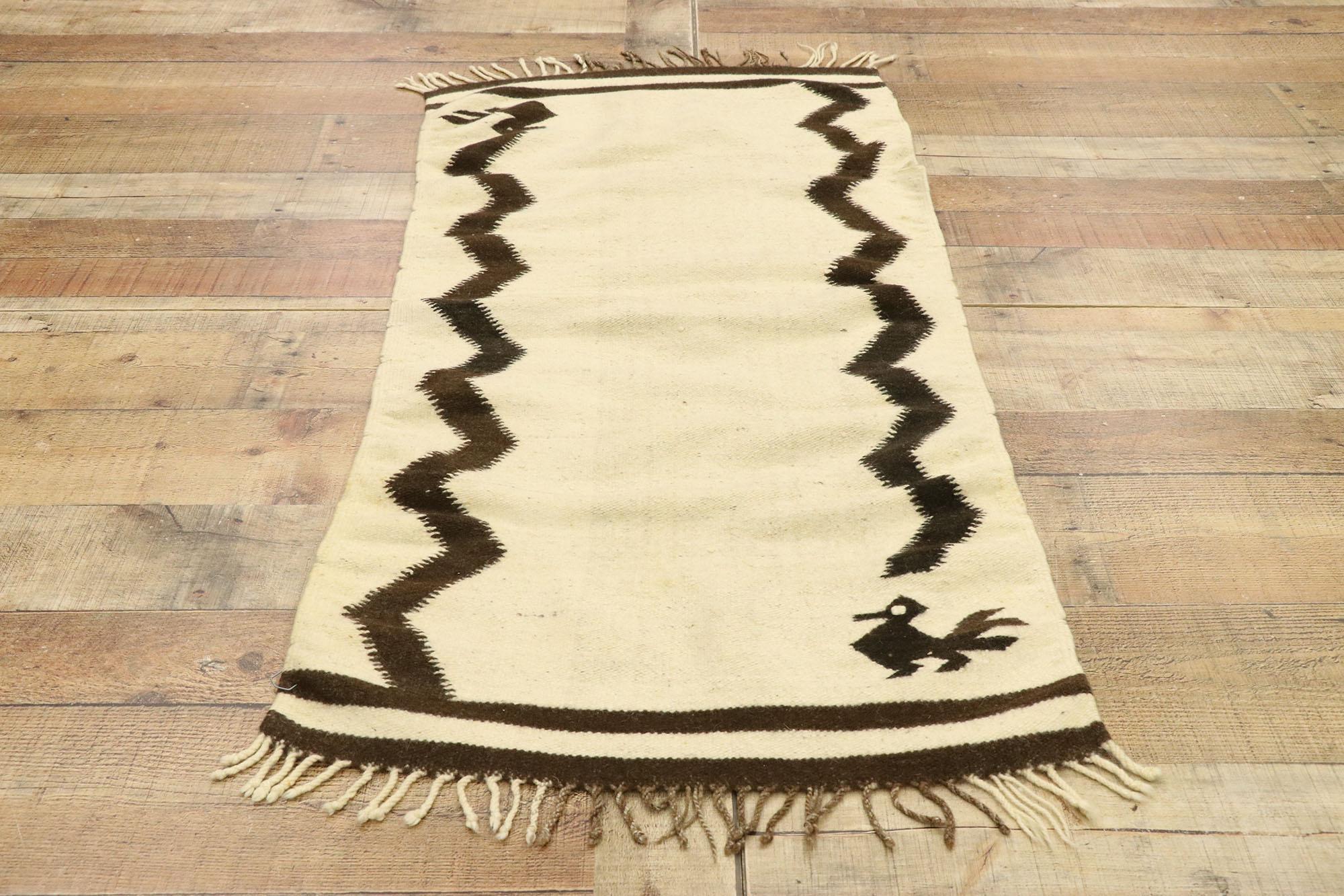 Hand-Woven Vintage Zapotec Rug, Contemporary Santa Fe Meets Organic Modern For Sale