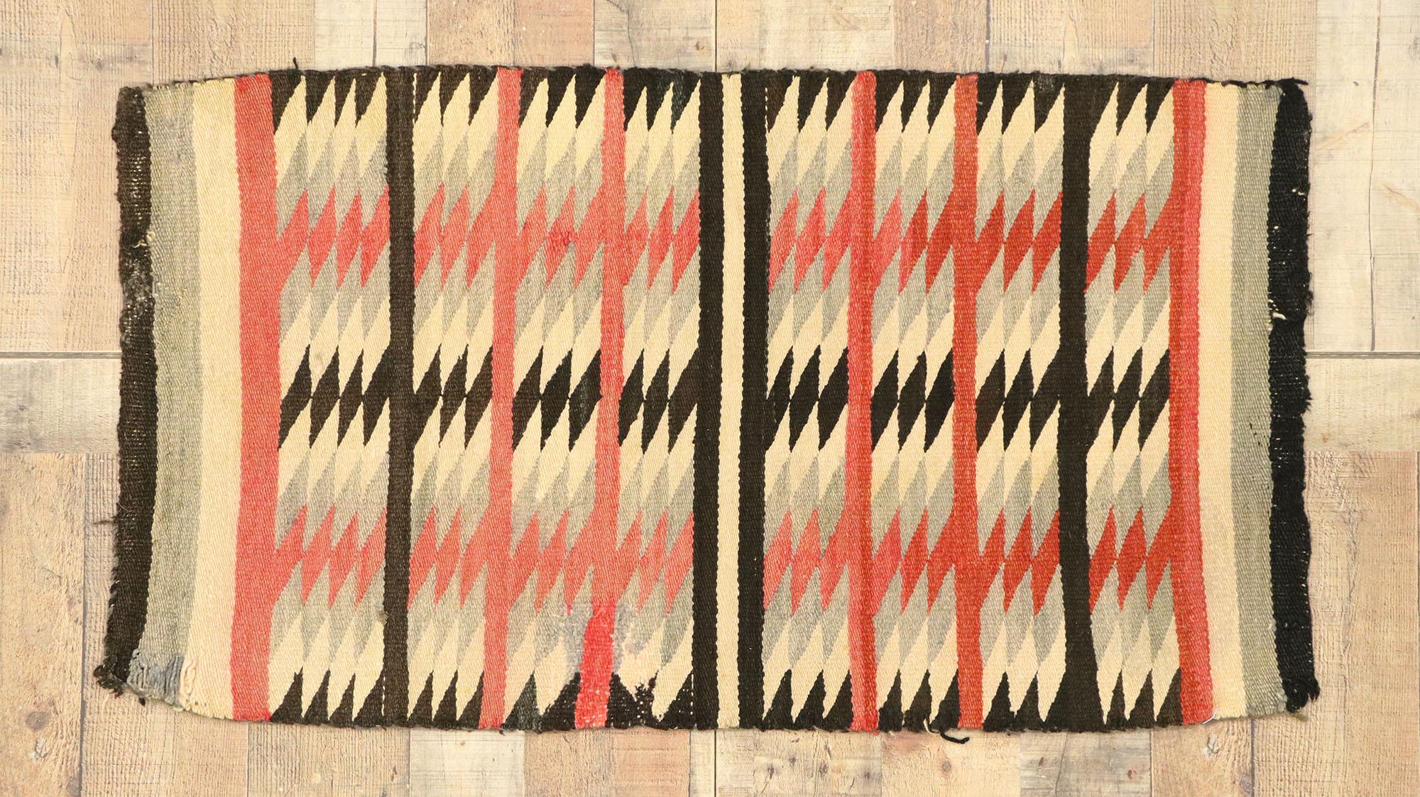 Wool Vintage Native American Navajo Kilim Rug with Two Grey Hills Style