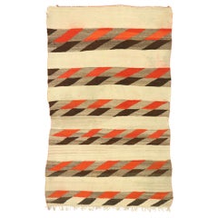 Vintage Native American Navajo Kilim Rug with Two Grey Hills Style