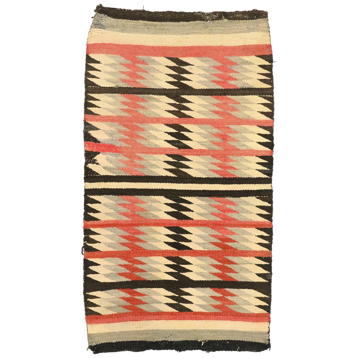 Vintage Native American Navajo Kilim Rug with Two Grey Hills Style