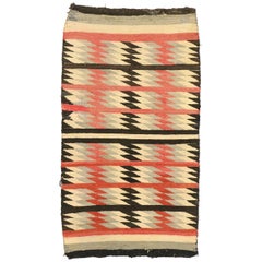 Vintage Native American Navajo Kilim Rug with Two Grey Hills Style