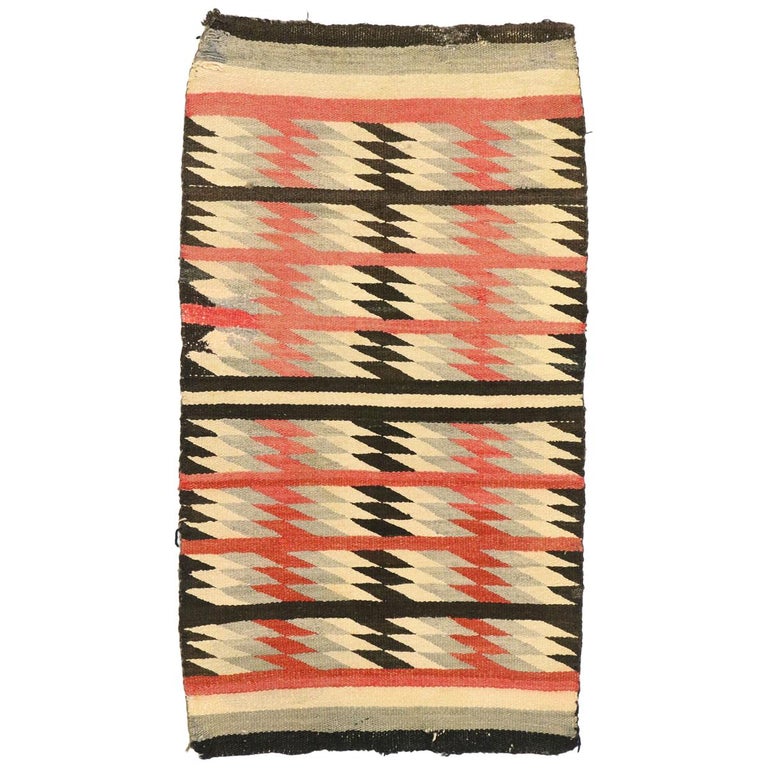 Vintage Native American Navajo Kilim Rug with Two Grey Hills Style at